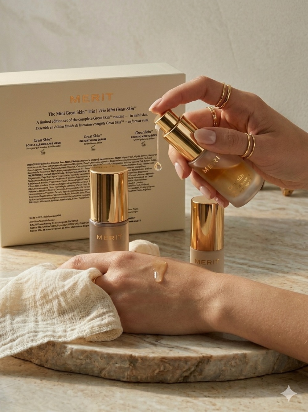 MERIT THE GREAT SKIN MINI TRIO RARE & COVETED LUXURY SEPHORA RELEASE NIB - Picture 5 of 9
